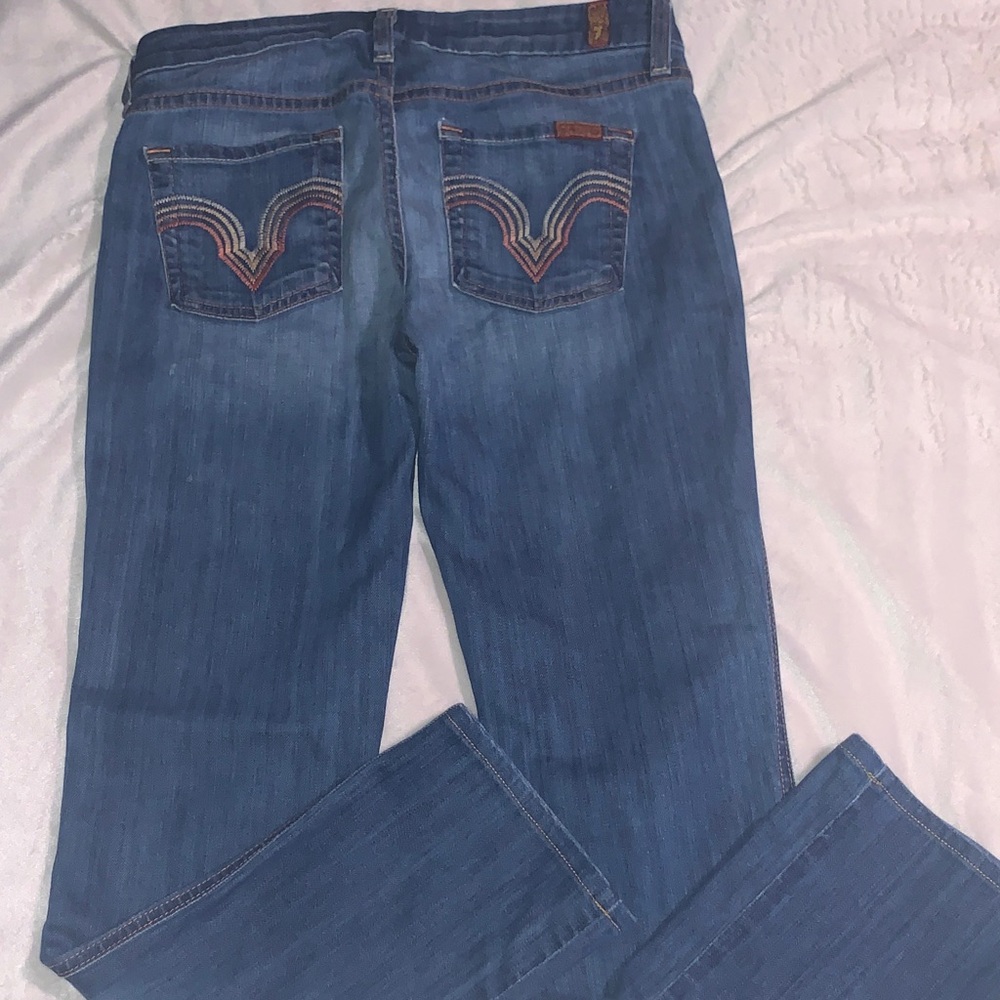 7FAM Kate Sz 26 Straight Leg Jeans Boho EUC